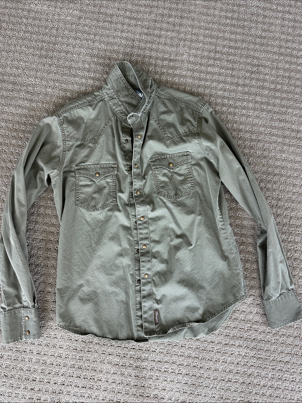Wrangler Olive Green Western Snap-Front Cowboy Shirt